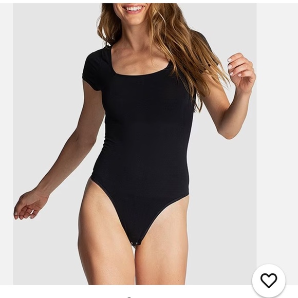 Yummie Tops - Yummie Anette Square Neck Black Knit Bodysuit Women’s Size L/XL